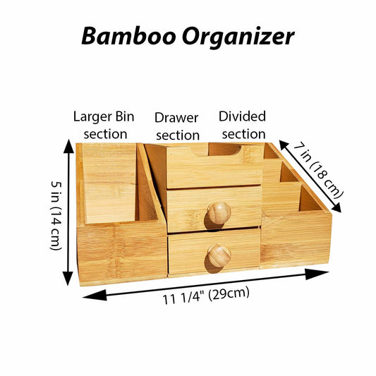 3-Piece Bamboo Storage Organizer with Magnetic Sections – Modular Desktop & Home Organizer