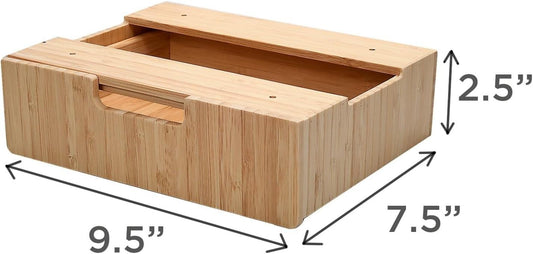 Bamboo Under Desk Drawer – Hidden Mountable Organizer for Office Supplies & Desk Accessories