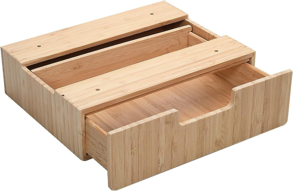 Bamboo Under Desk Drawer – Hidden Mountable Organizer for Office Supplies & Desk Accessories